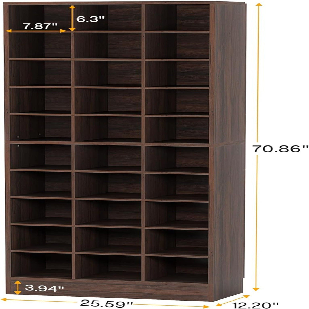 10 Tier Shoe Storage Cabinet with 30 Cubbies, wood finish brown by HouseOfZazla on Tampa Home & Garden Store