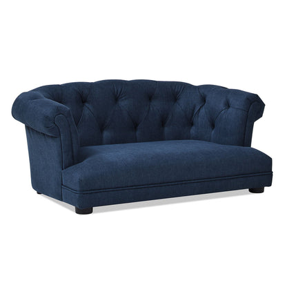 Kiki Chesterfield dog sofa bed medium blue denim upholstery HouseOfZazla on Tampa Home & Garden Store