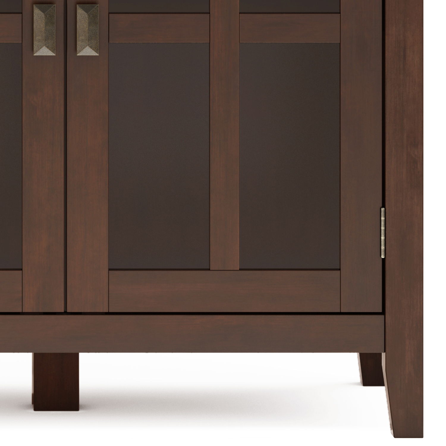 Artisan Handcrafted Wide 4-Door Storage Cabinet in dark espresso wood with bronze hardware on Tampa Home & Garden Store