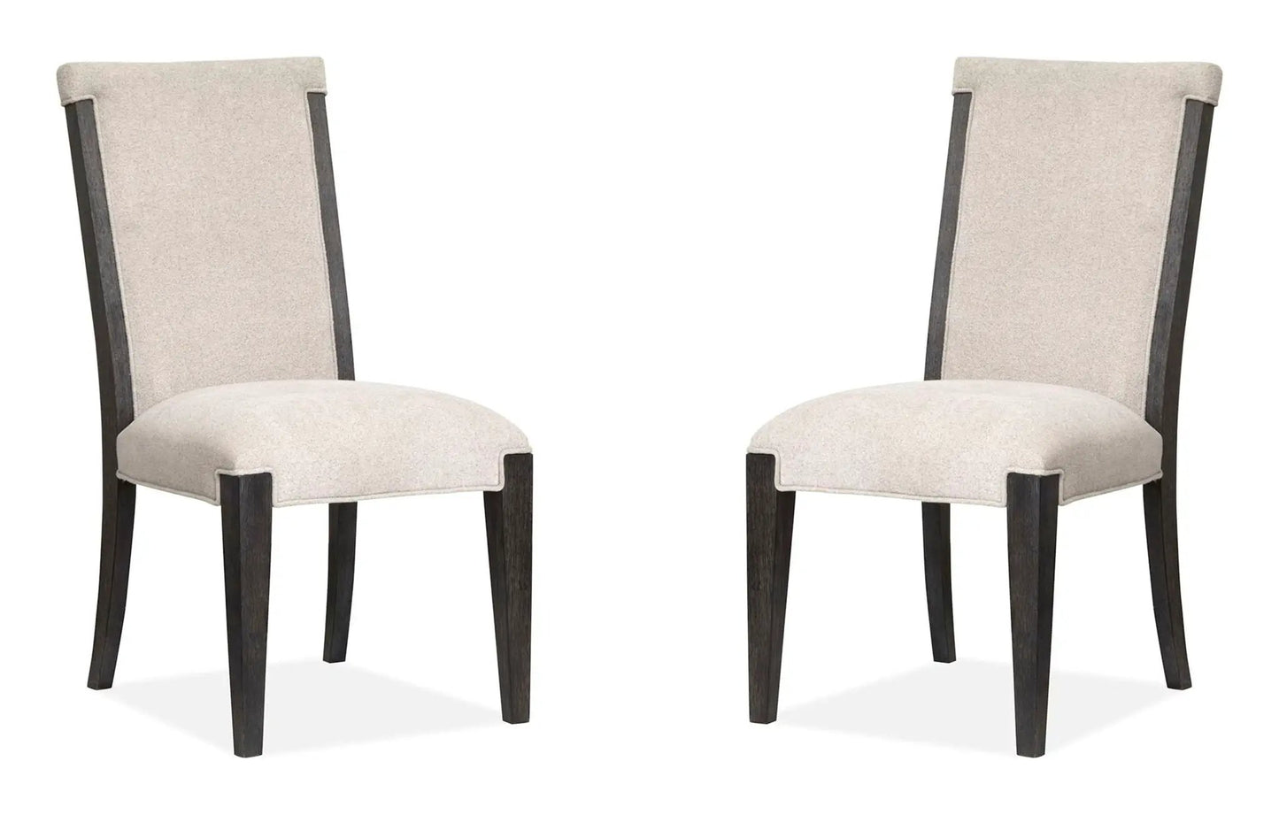 Plum Creek Upholstered Side Chair set of 2 beige fabric with dark wood legs on Tampa Home & Garden Store