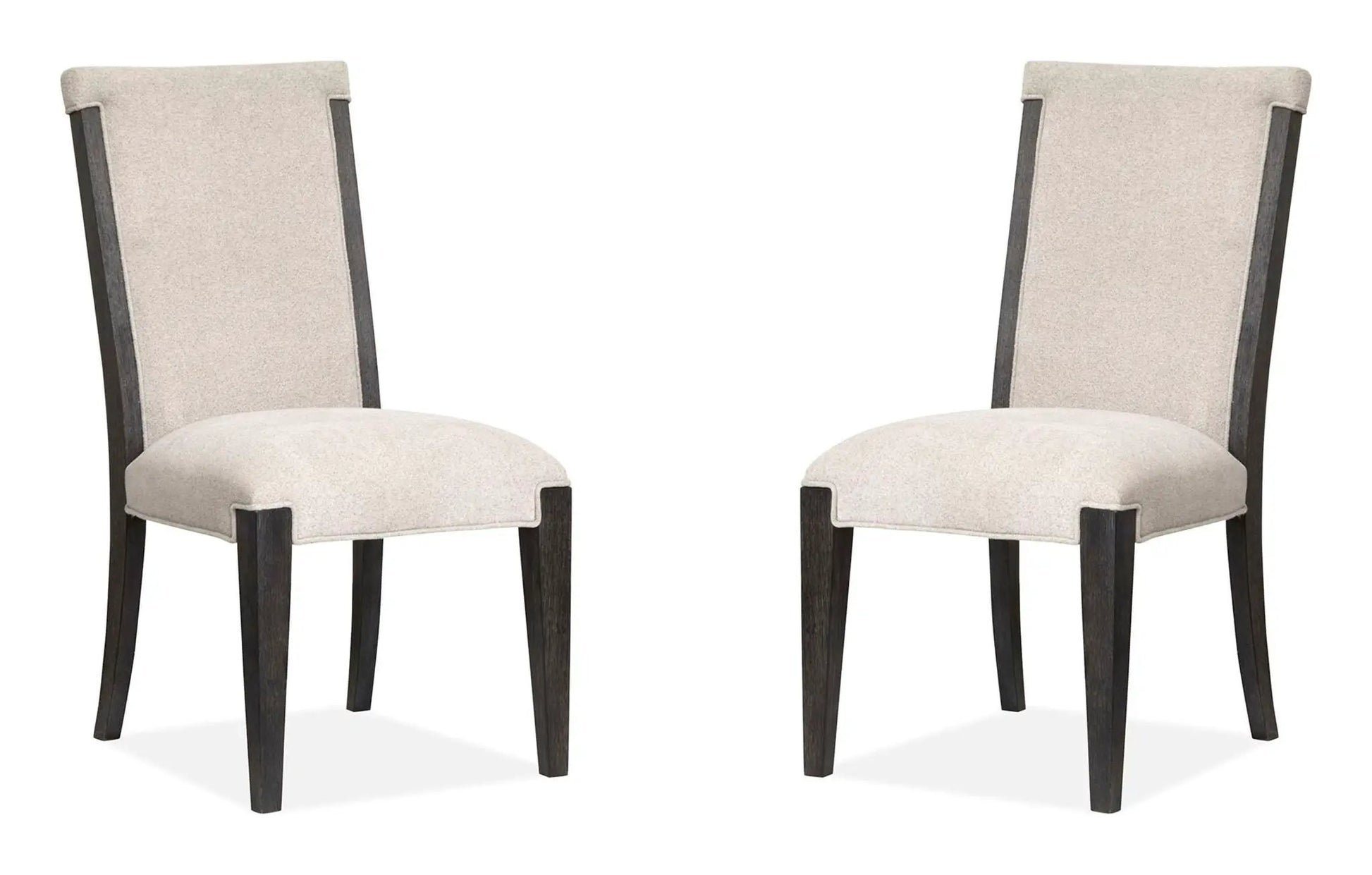 Plum Creek Upholstered Side Chair set of 2 beige fabric with dark wood legs on Tampa Home & Garden Store