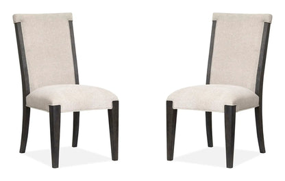 Plum Creek Upholstered Side Chair set of 2 beige fabric with dark wood legs on Tampa Home & Garden Store