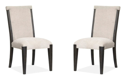 Plum Creek Upholstered Side Chair set of 2 beige fabric with dark wood legs on Tampa Home & Garden Store