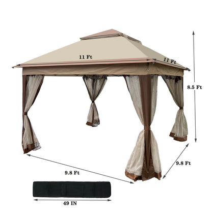 Outdoor Steel Gazebo With Mesh Nets and Canopy