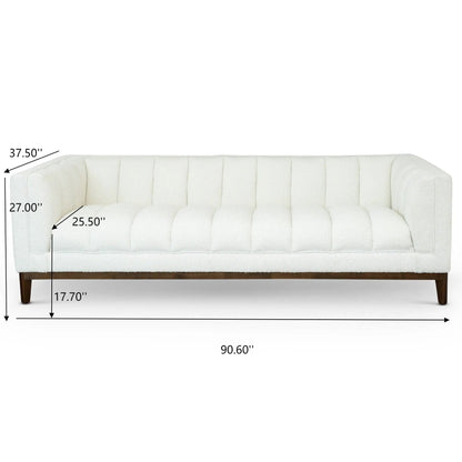 Melissa - Mid Century Modern Sofa, white tufted upholstery, wooden legs, stationary sofa on Tampa Home & Garden Store