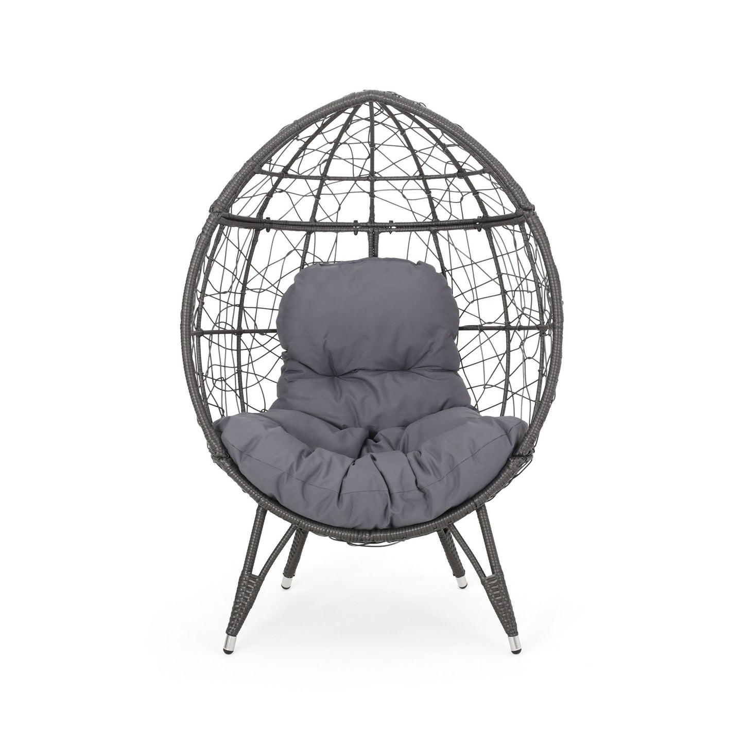 Cosmos round hammered iron teardrop outdoor chair with grey cushions HouseOfZazla on Tampa Home & Garden Store