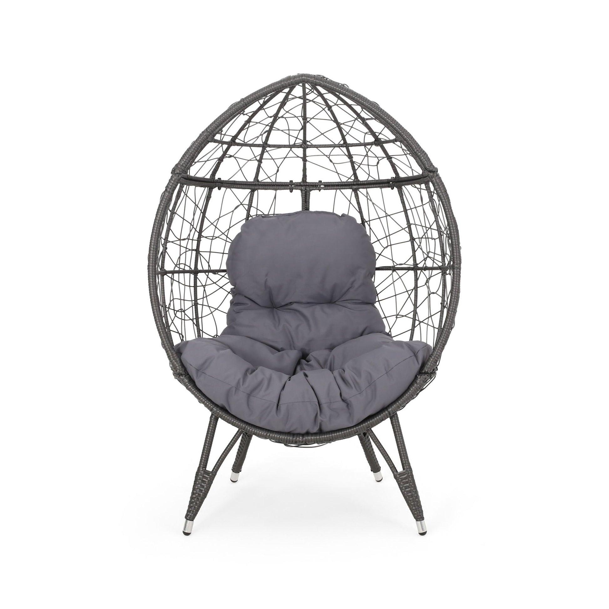 Cosmos round hammered iron teardrop outdoor chair with grey cushions HouseOfZazla on Tampa Home & Garden Store