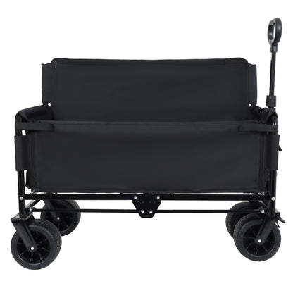 3-in-1 Folding Wagon Cart with Bench Seat & Storage, black fabric wagon by HouseOfZazla on Tampa Home & Garden Store
