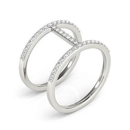 Two 14k white gold diamond-pavé dual-band bridge rings by Bids.com on Tampa Home & Garden Store