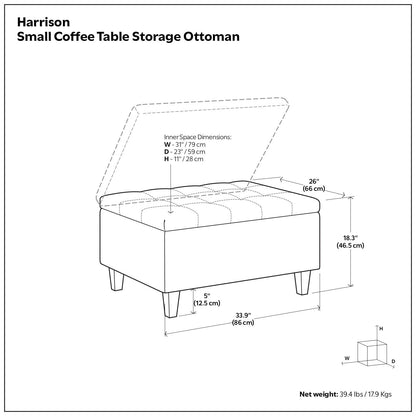 Harrison Upholstered Coffee Table Storage Ottoman