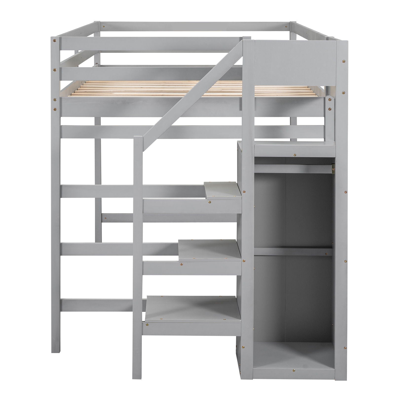 Loft bed with built-in wardrobe and staircase, gray frame by HouseOfZazla on Tampa Home & Garden Store