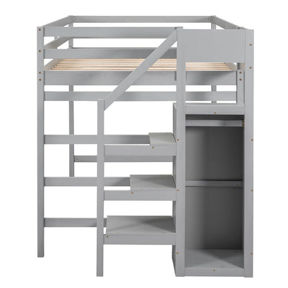 Loft bed with built-in wardrobe and staircase, gray frame by HouseOfZazla on Tampa Home & Garden Store