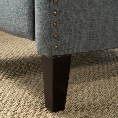 Westeros Wing Back Fabric Upholstered Recliner gray fabric with dark wood legs on Tampa Home & Garden Store