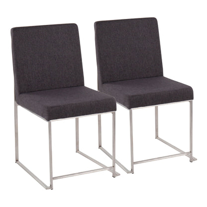 Contemporary high-back dining chair set of 2 by HouseOfZazla in dark gray padded upholstery with metal legs on Tampa Home & Garden Store