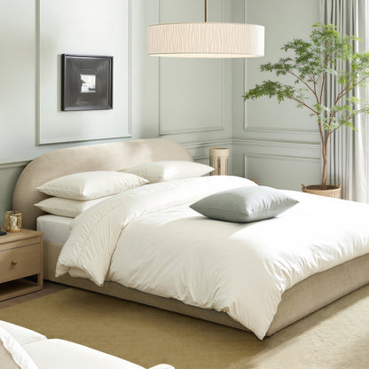 Archie Puffy Grounded Upholstered Platform Bed in Oatmeal Light by HouseOfZazla on Tampa Home & Garden Store