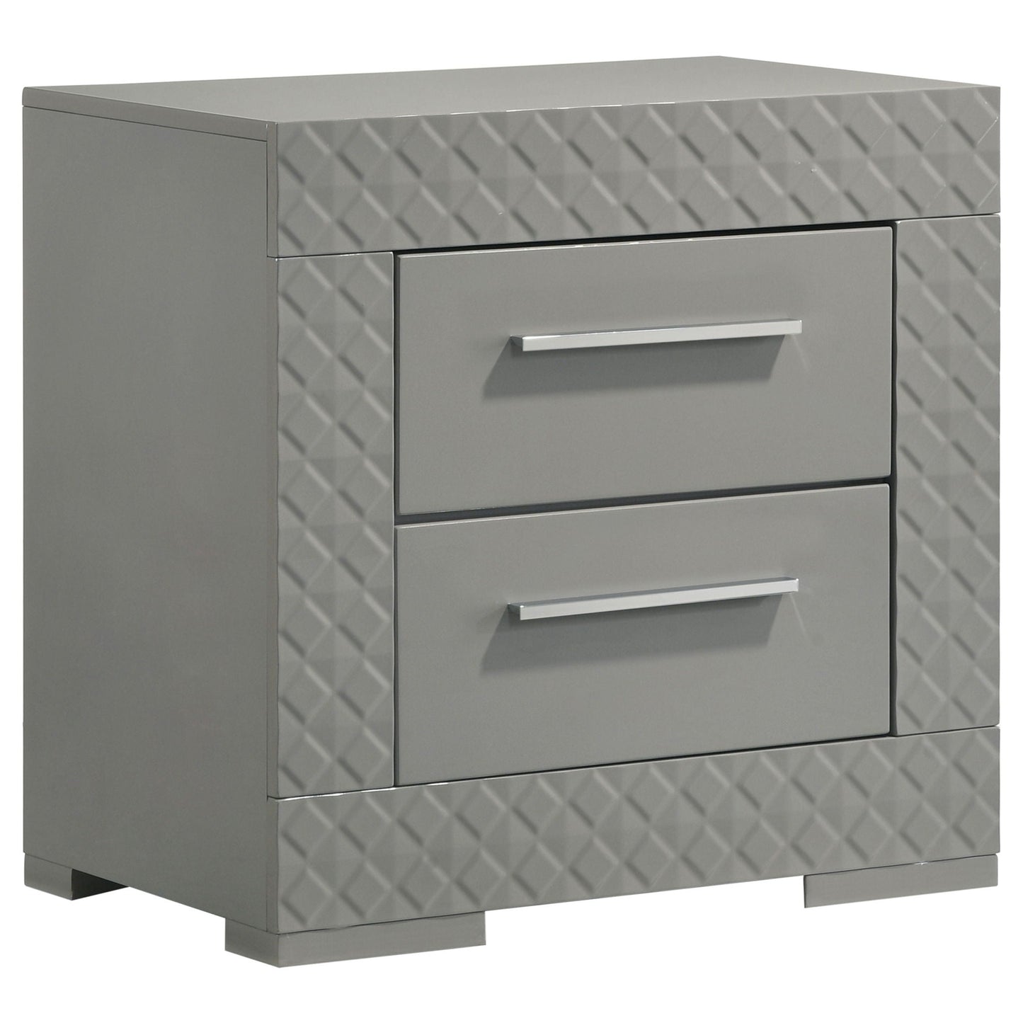 Pierce 4 Piece Bedroom Set with LED Lighting gray diamond fronts by HouseOfZazla chrome handles on Tampa Home & Garden Store