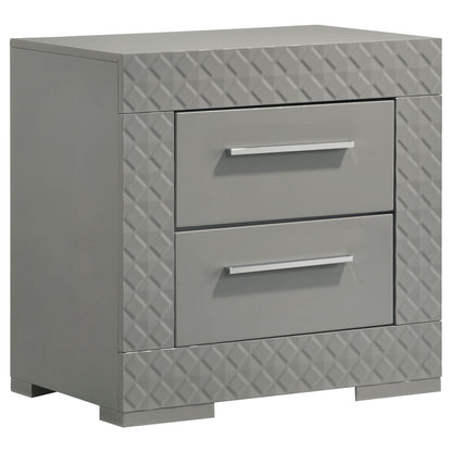 Pierce 4 Piece Bedroom Set with LED Lighting gray diamond fronts by HouseOfZazla chrome handles on Tampa Home & Garden Store