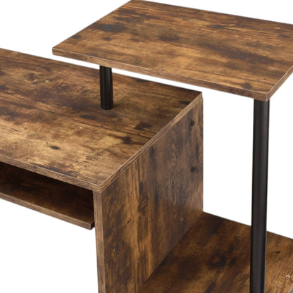 Lyphre computer desk Weathered Oak with black metal legs and two-tier shelves on Tampa Home & Garden Store