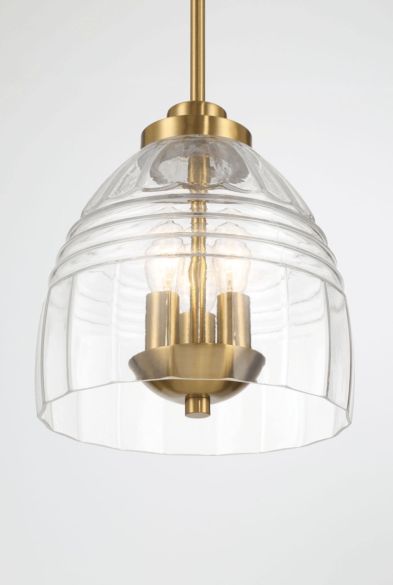 Ember 3-light pendant with clear glass shade and gold metal accents on Tampa Home & Garden Store