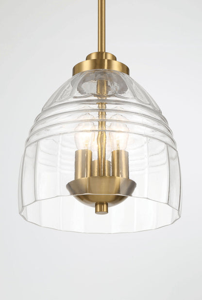 Ember 3-light pendant with clear glass shade and gold metal accents on Tampa Home & Garden Store