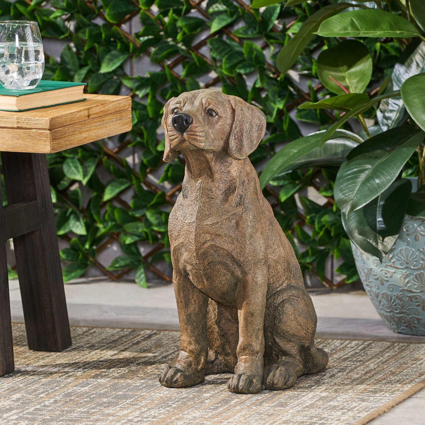 MGO Dog Decor outdoor dog statue brown textured resin by HouseOfZazla on Tampa Home & Garden Store