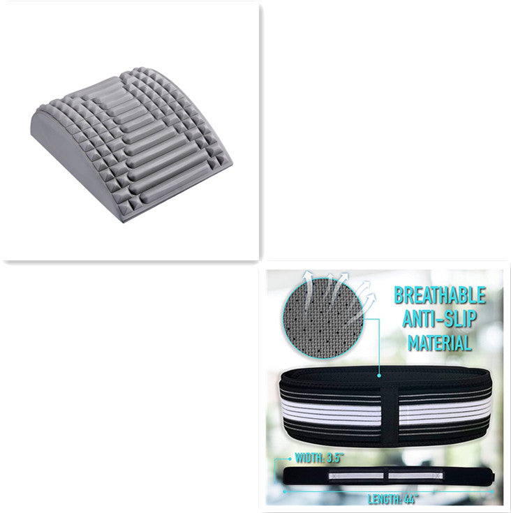 Perfecsy back stretcher pillow, grey neck & lumbar massager; 2-piece anti-slip belt set on Tampa Home & Garden Store