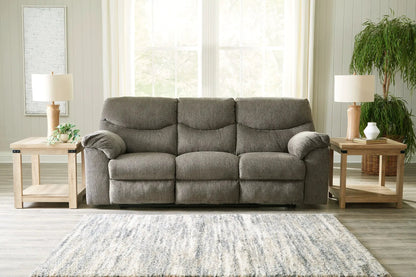 Alphons reclining sofa in gray fabric with plush cushions on Tampa Home & Garden Store