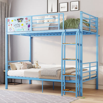 Bunk bed blue by HouseOfZazla with ladder and full-length guardrails, converts to 2 twin beds on Tampa Home & Garden Store