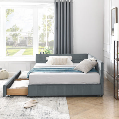 Mid Century Storage Upholstered Tufted Bed Frame
