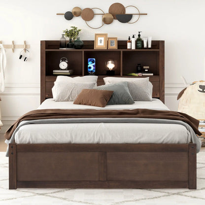 Storage Platform Bed With Shelves and Drawers