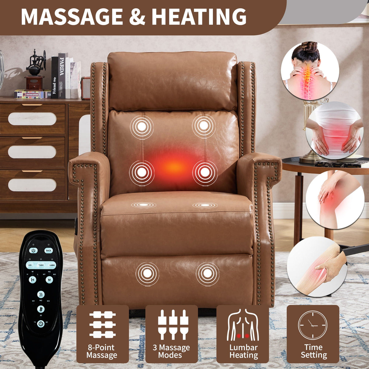 Manual Recliner With Vibrations and Heat