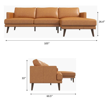 Lore High Quality L-Shaped Sectional sofa in tan leather by HouseOfZazla on Tampa Home & Garden Store