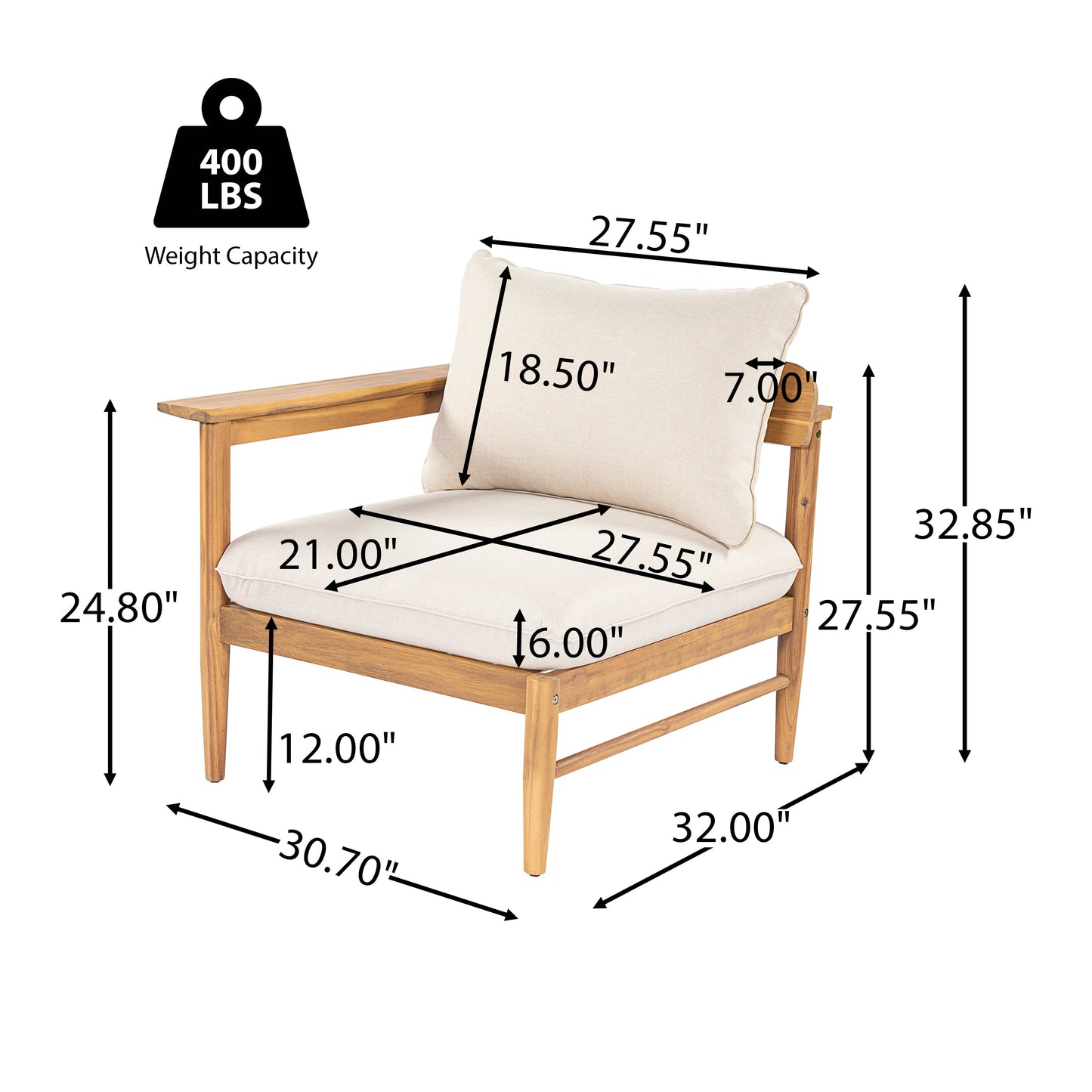 Outdoor Acacia Wood and Four Seater Sofa