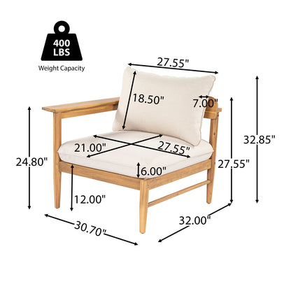 Outdoor Acacia Wood and Four Seater Sofa