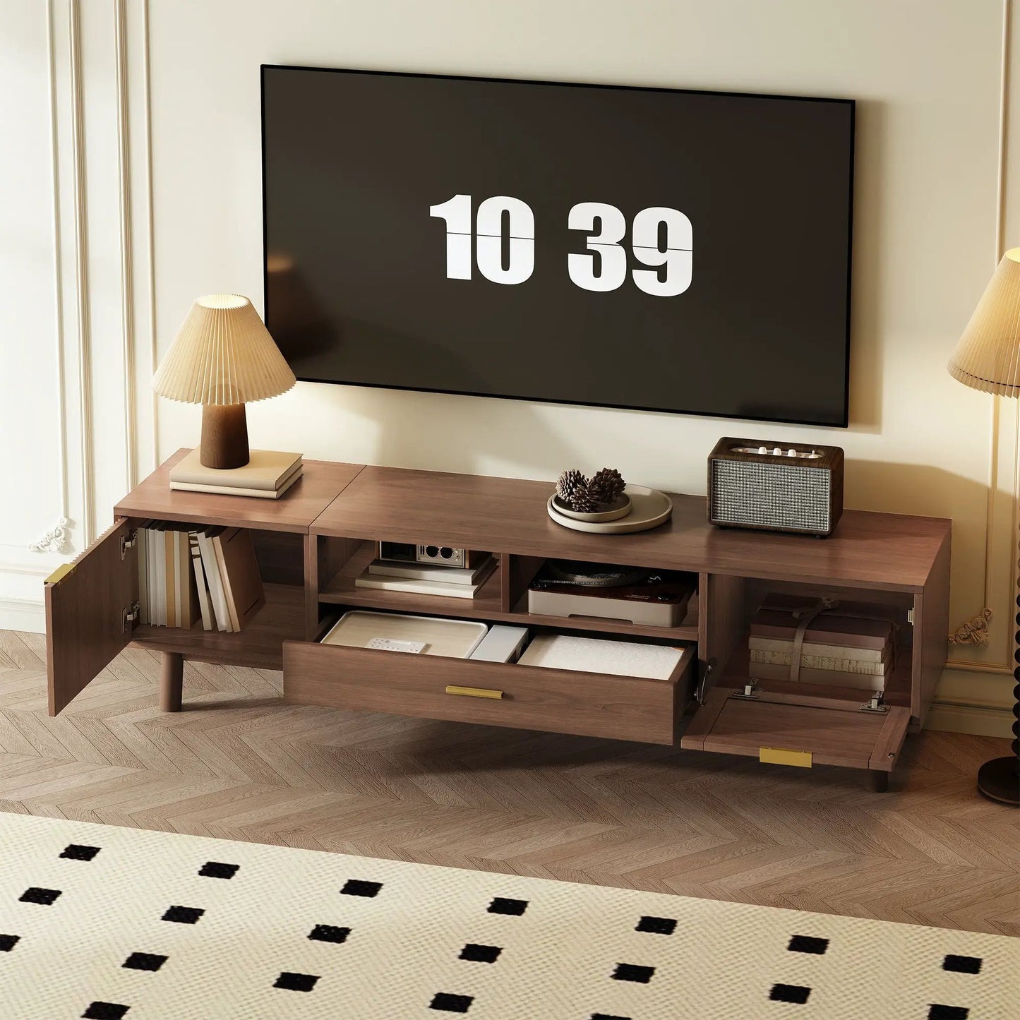 TV Stand for 75 Inch TVs with Soft Closing Doors