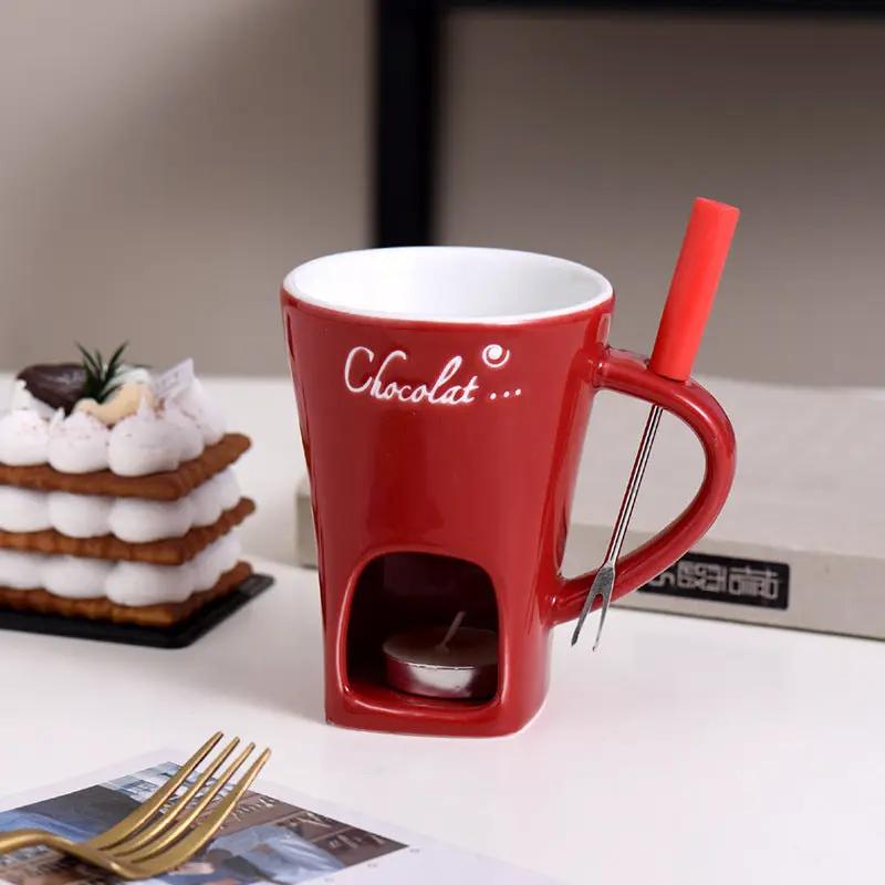 Red Ceramic Chocolate Cup Hot Pot Stove by FLIPSTYLEZLLC with candle warmer on Tampa Home & Garden Store