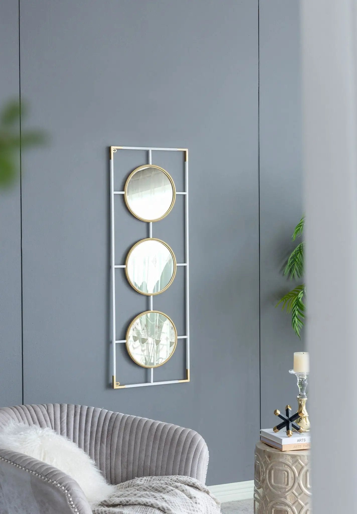 Three Mirror Wall Decor in Rectangular Frame