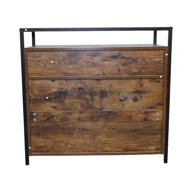Rustic Cat House bed with dark brown wood panels and black metal frame HouseOfZazla Pet Beds on Tampa Home & Garden Store