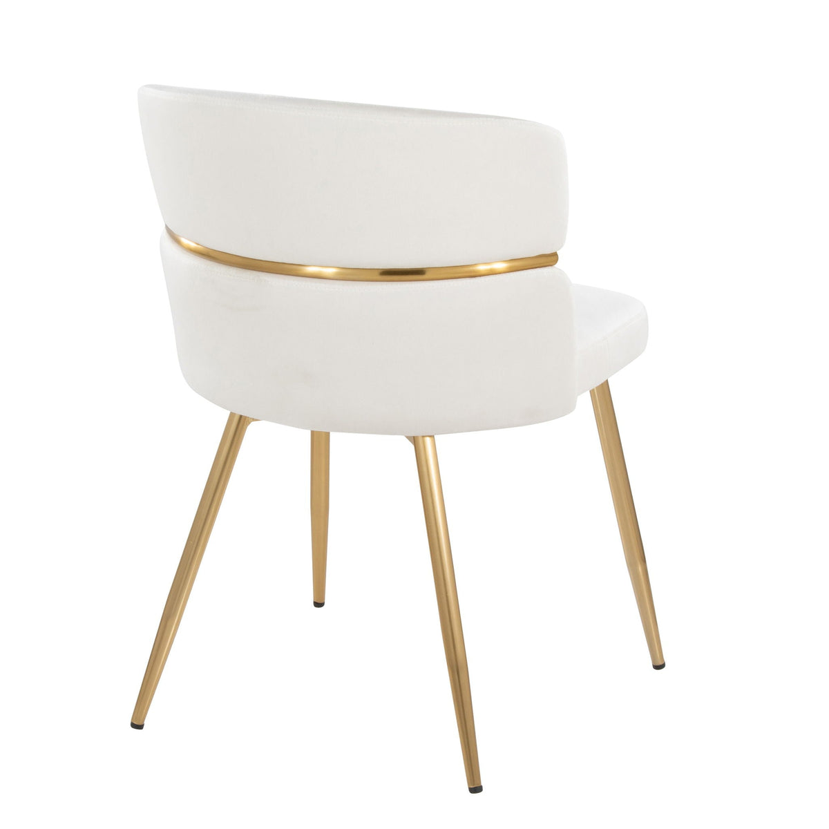 Art Deco dining chair set of 2 in white upholstery with gold metal accent ring on Tampa Home & Garden Store