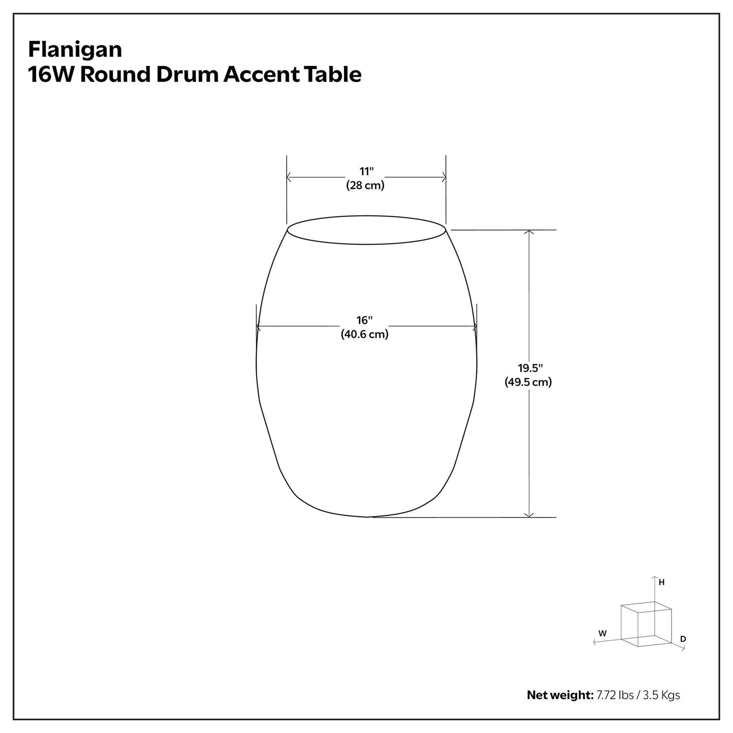 Flanigan round drum metal accent table 11in top by Unique Piece Furniture, 19.5in high on Tampa Home & Garden Store