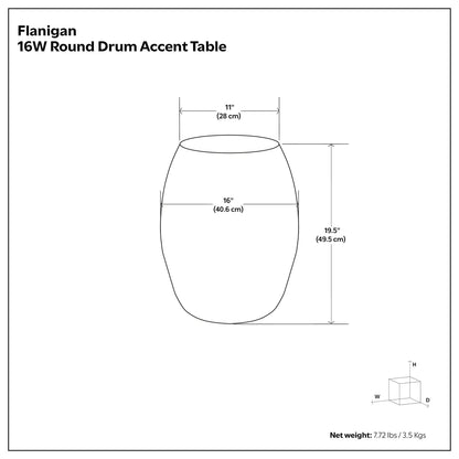 Flanigan round drum metal accent table 11in top by Unique Piece Furniture, 19.5in high on Tampa Home & Garden Store