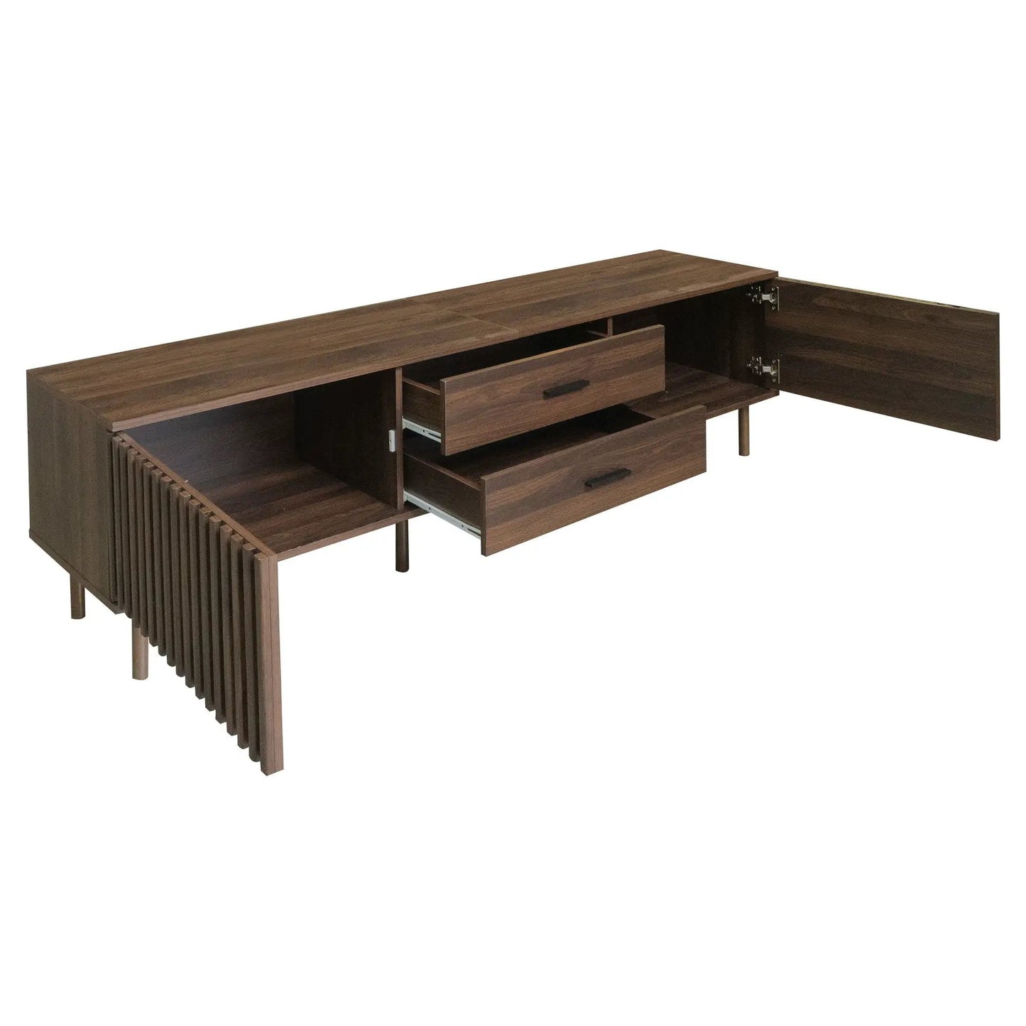 TV stand Unique Piece Furniture dark brown wood with drawers and open shelves for up to 80 inch TVs on Tampa Home & Garden Store