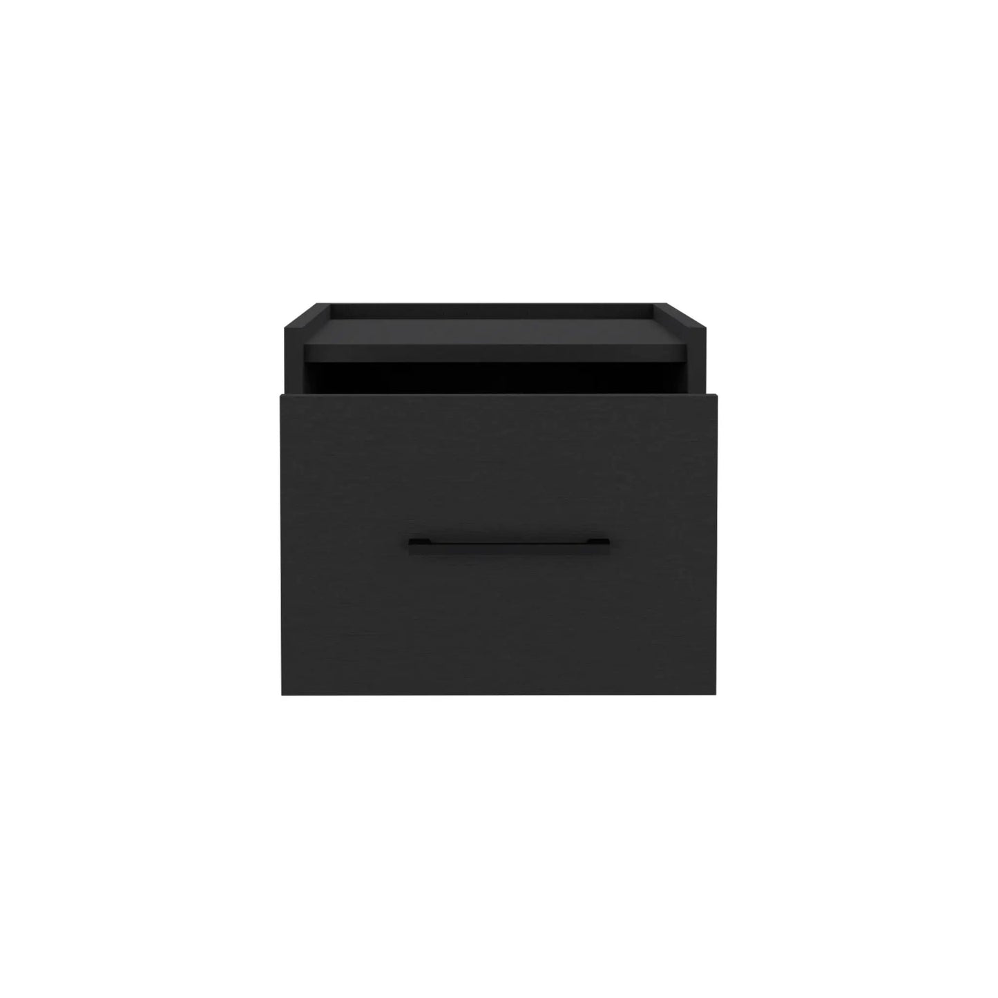 Floating black nightstand with open shelf and single drawer by Unique Piece Furniture on Tampa Home & Garden Store
