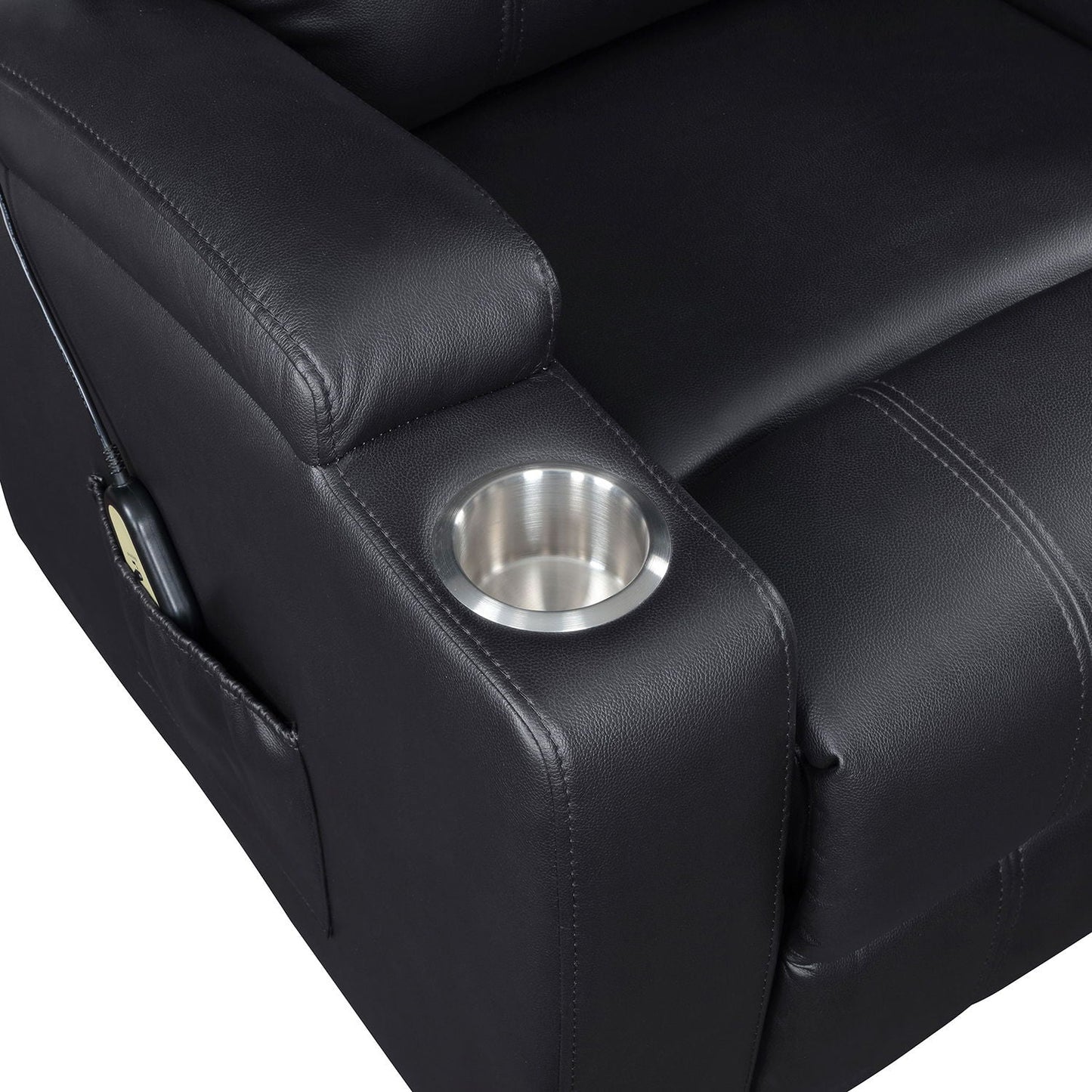 Macklin power lift massage recliner black leather armrest cup holder on Tampa Home & Garden Store