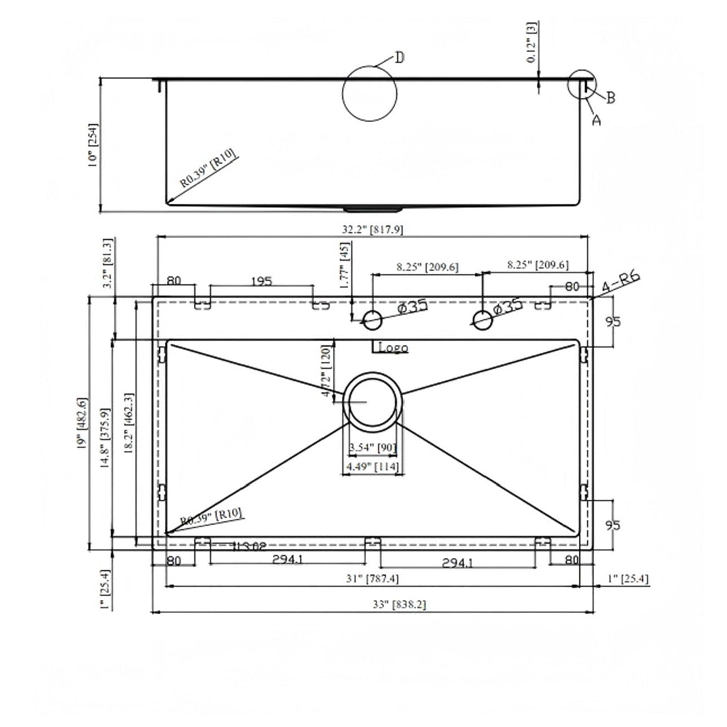 Drop-in kitchen sink, 16 GA stainless, single bowl, topmount, HouseOfZazla blueprint on Tampa Home & Garden Store