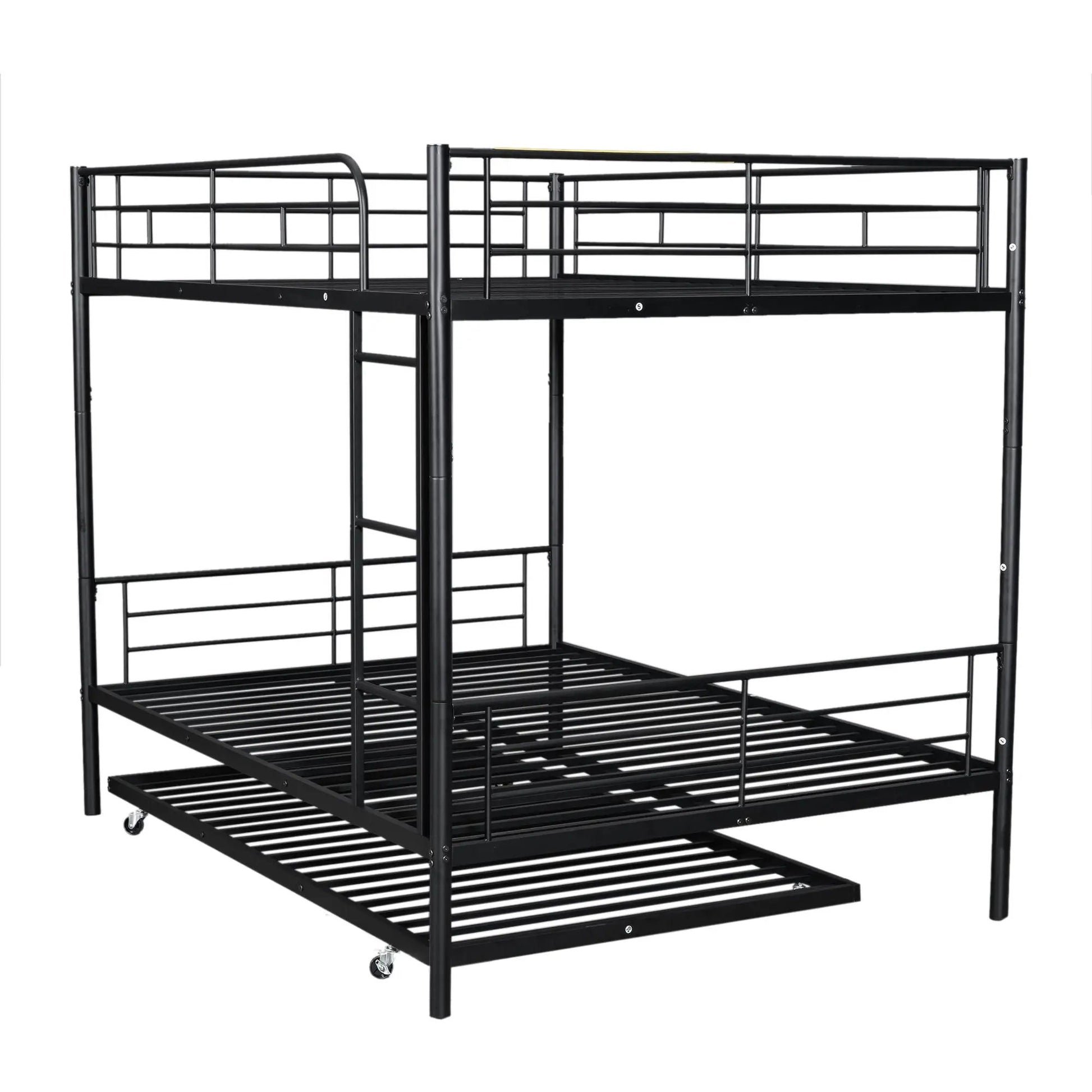 Steel bunk bed frame in black metal with guard rails and ladder by Unique Piece Furniture on Tampa Home & Garden Store