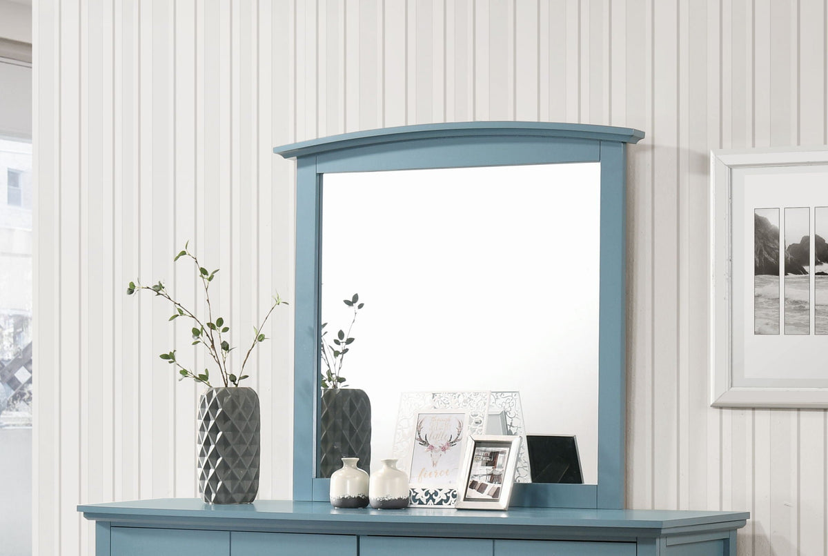 Elegant Wall Mirror with blue wood-veneer frame by HouseOfZazla on Tampa Home & Garden Store