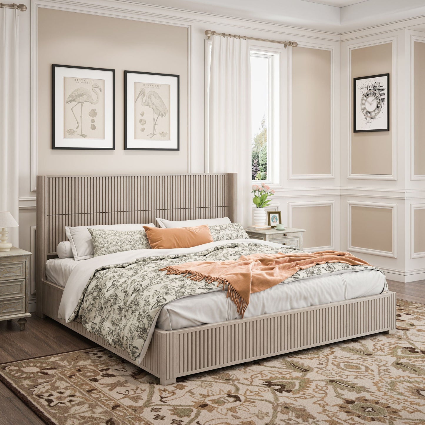 Modern Platform Bed Frame with Tall Headboard