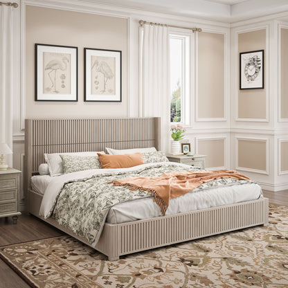 Modern Platform Bed Frame with Tall Headboard