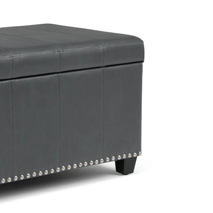 Amelia Storage Ottoman Bench Unique Piece Furniture dark gray leather with nailhead trim on Tampa Home & Garden Store